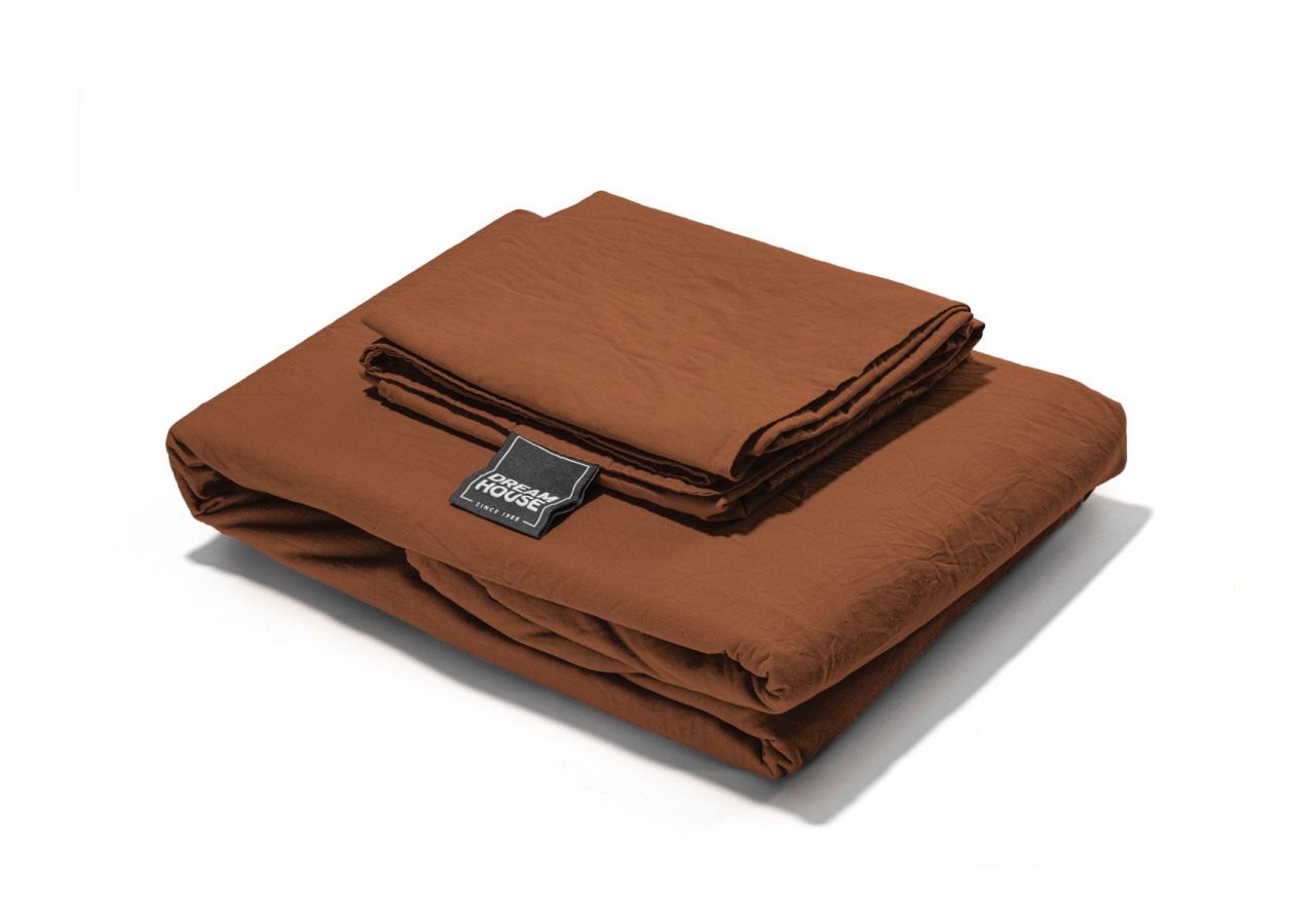 Housse de Couette Stone Washed Marron - 240 x 220 cm en Coton Luxe - 17014918 - Dreamhouse
