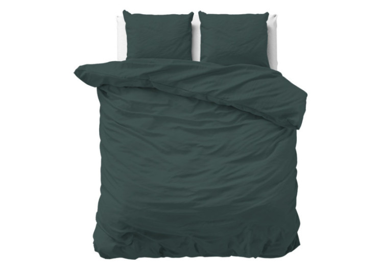 Housse de Couette Stone Washed Vert Foncé - 240 x 220 cm en Coton 100% - 17014921 - Dreamhouse