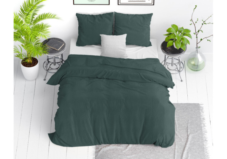 Housse de Couette Stone Washed Vert Foncé - 240 x 220 cm en Coton 100% - 17014921 - Dreamhouse 2