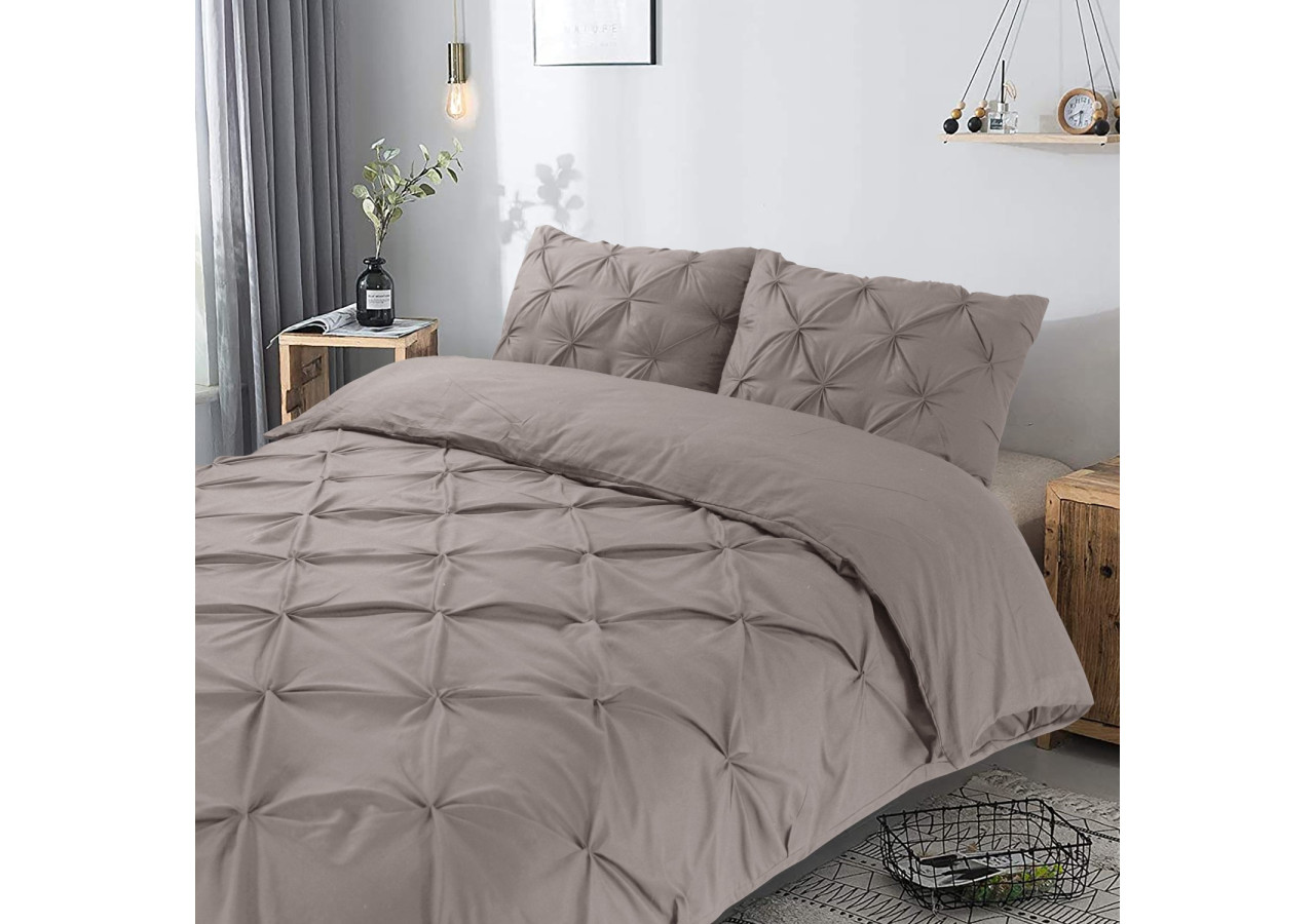 Housse de couette Salvador Taupe - 240 x 220 cm en coton doux - Salvador Taupe 240 x 220 - Royal Textile