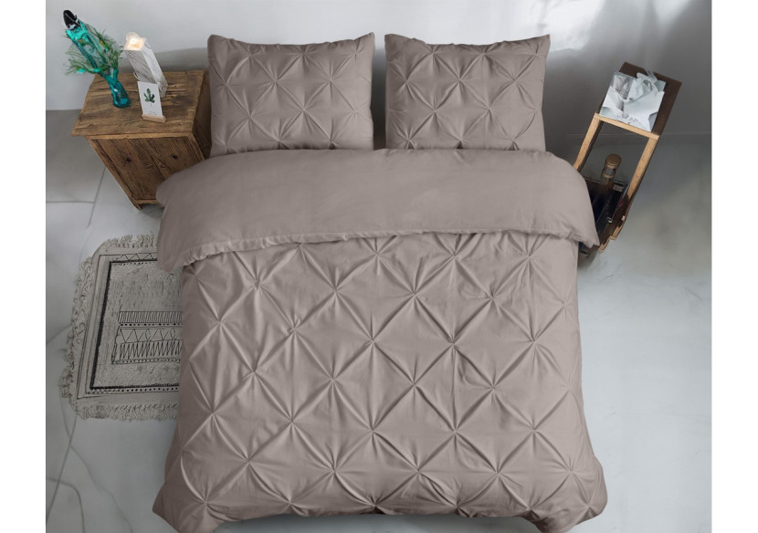 Housse de couette Salvador Taupe - 240 x 220 cm en coton doux - Salvador Taupe 240 x 220 - Royal Textile
