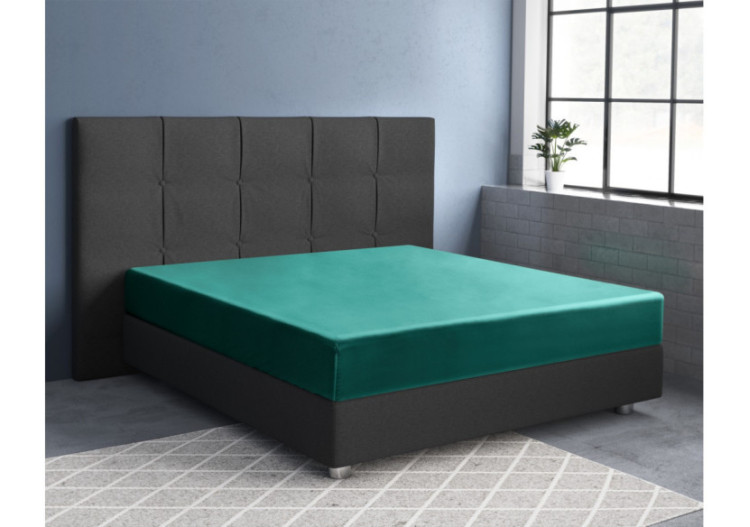 Housse de Matelas Satinée Vert Foncé - 90 x 200 cm - 17015319 - Primaviera Deluxe