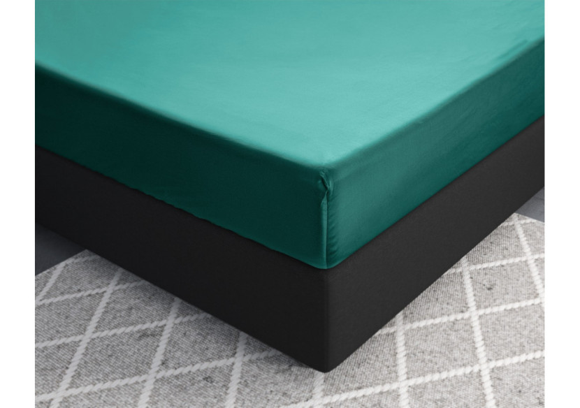 Housse de Matelas Satinée Vert Foncé - 90 x 200 cm - 17015319 - Primaviera Deluxe