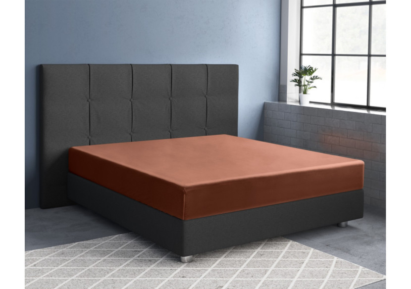 Housse de Matelas Satinée Marron - 200 x 220 cm, Luxe et Confort - 17015340 - Primaviera Deluxe