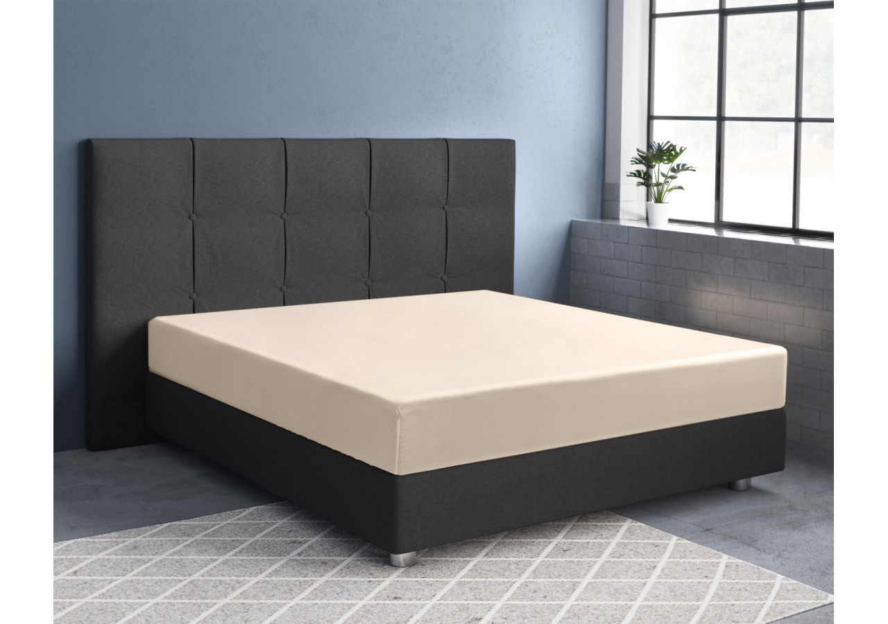 Housse de Matelas Satinée Sable - 160 x 220 cm - 17015348 - Primaviera Deluxe