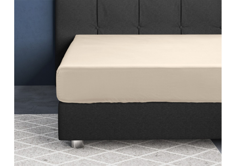 Housse de Matelas Satinée Sable - 200 x 220 cm, Katoensatijn - 17015352 - Primaviera Deluxe
