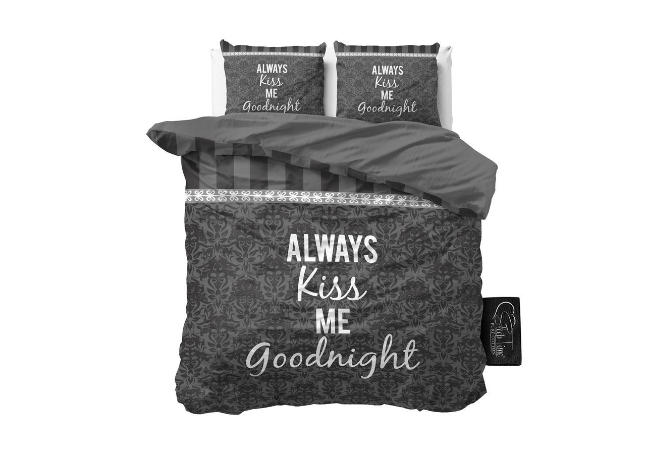 Housse de couette Kiss your Love Gris - Élégance moderne 240 x 200/220 cm - 14017842 - Sleeptime