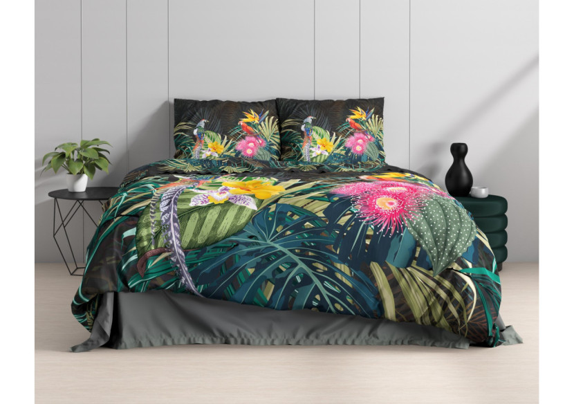 Couvre-lit Dark Forest Zwart - Satin de coton 200 x 220 cm - 17015795 - Royal Textile