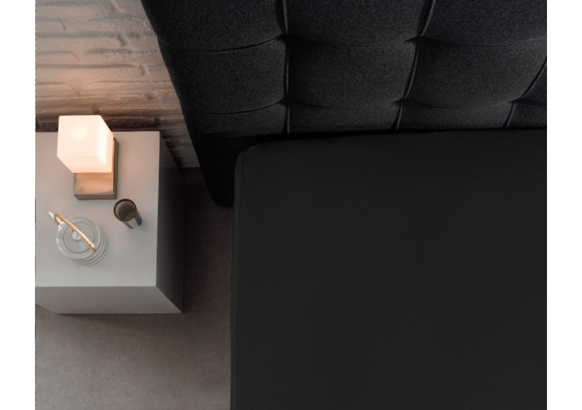 Housse de Matelas Jersey Noir - 140 x 200 cm en Coton Doux - Enkel Jersey 135 gr. Hoeslaken Zwart 140 x 200 - Royal Textile