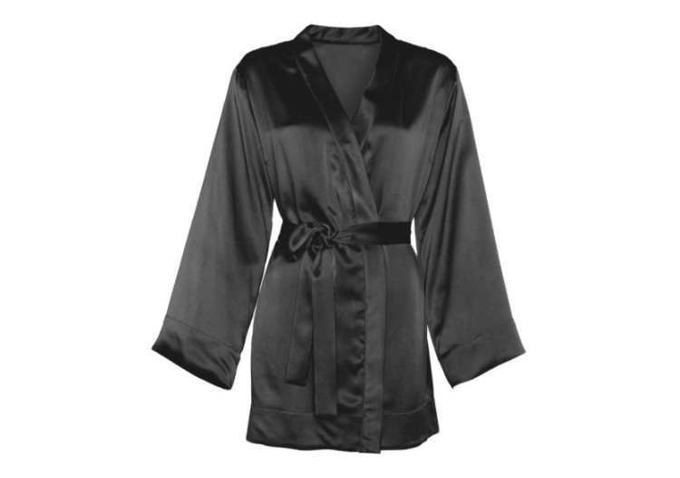 Peignoir en Satin Antracite - Taille Unique 87 x 118 cm, Manches de 40 cm - 17015676 - Sleeptime