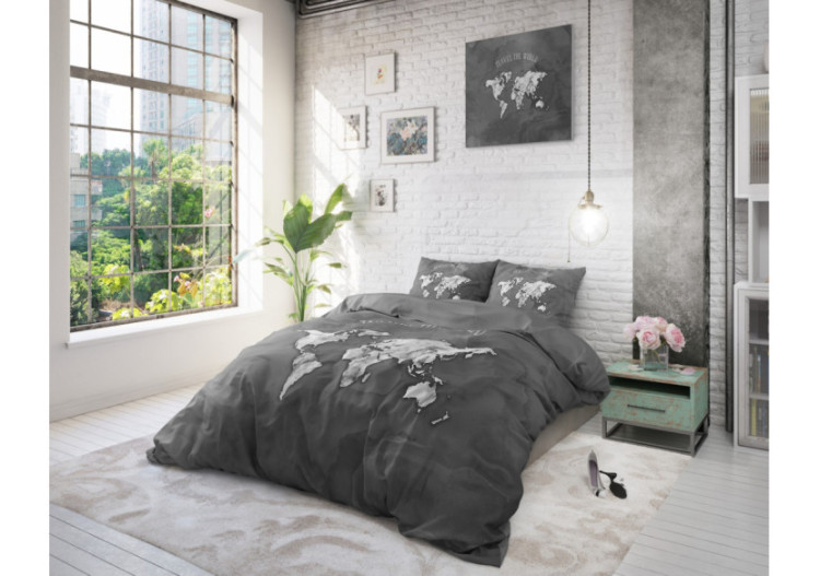 Housse de couette Marble World Antracite - 140 x 200/220 cm en coton - 14020110 - Sleeptime