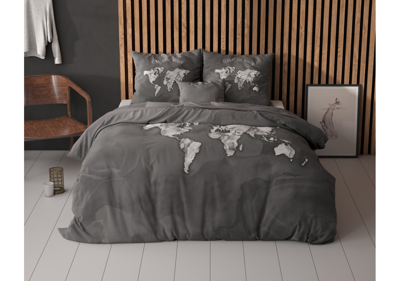 Housse de couette Marble World Antracite - 140 x 200/220 cm en coton - 14020110 - Sleeptime