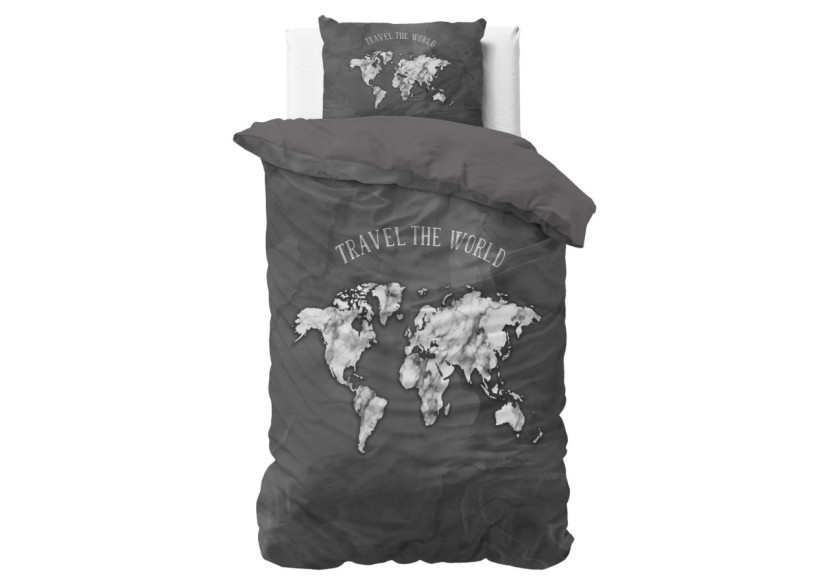 Housse de couette Marble World Antracite - 140 x 200/220 cm en coton - 14020110 - Sleeptime