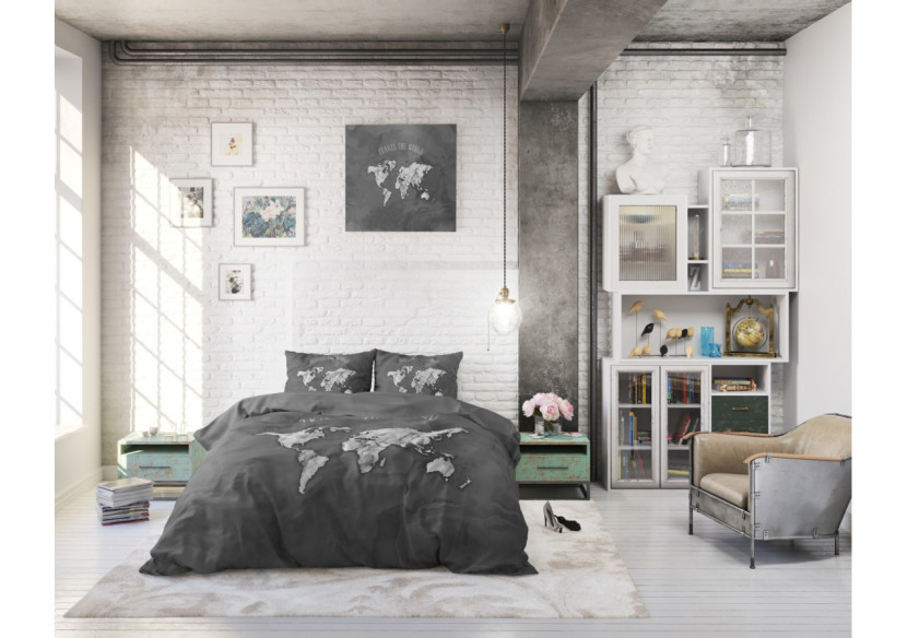 Housse de couette Marble World Antracite - 240 x 200/220 cm en coton - 14020112 - Sleeptime