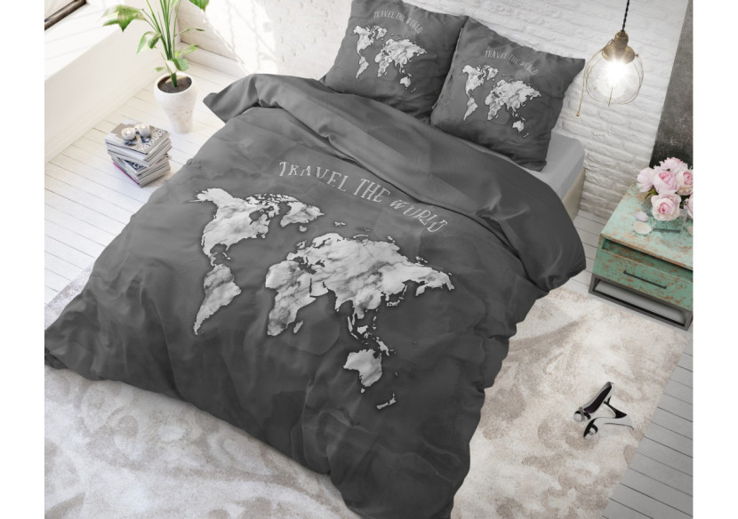 Housse de couette Marble World Antracite - 240 x 200/220 cm en coton - 14020112 - Sleeptime