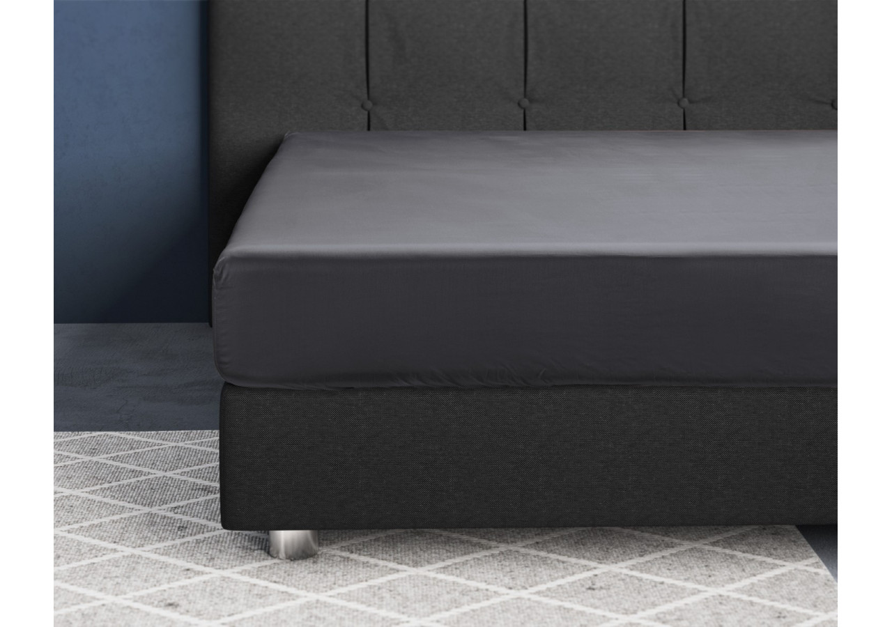 Housse de Matelas Satinée Anthracite - 180 x 210 cm - 15020942 - Primaviera Deluxe