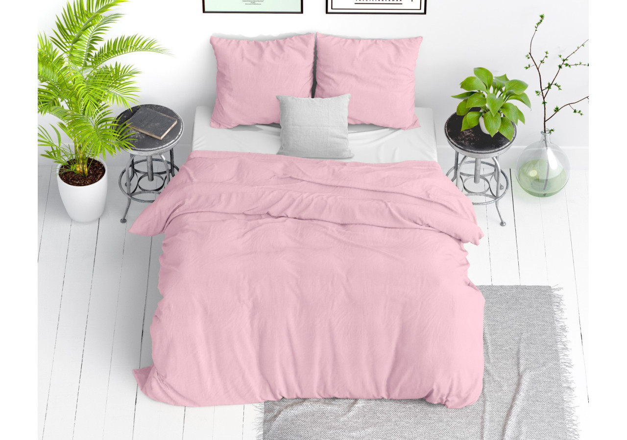 Housse de Couette Stone Washed Rose - 240 x 220 cm en Coton - 15020920 - Dreamhouse