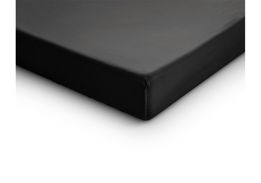Housse de Matelas Satinée Noire - 160 x 200 cm, Katoensatijn - 15020951 - Primaviera Deluxe