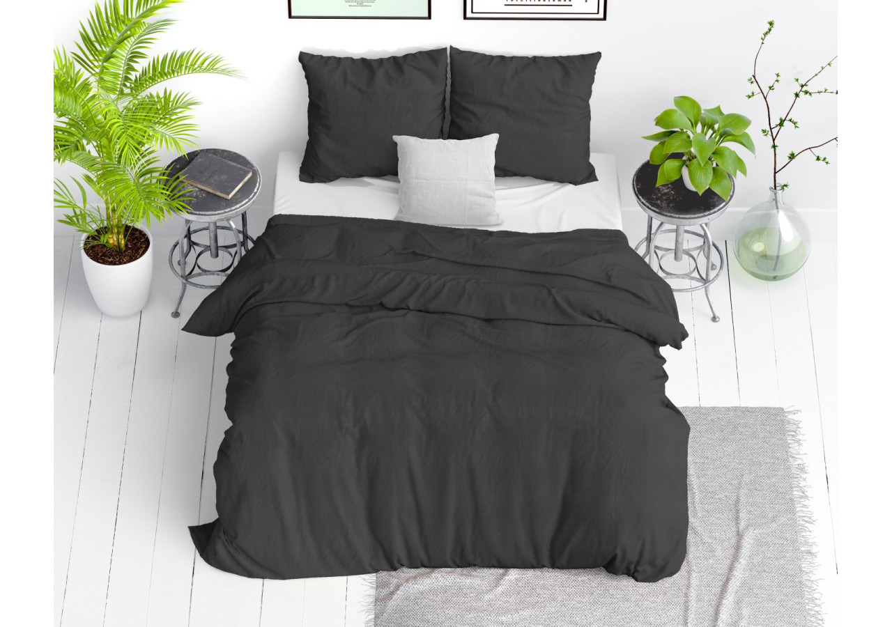 Housse de Couette Stone Washed Anthracite - 240 x 220 cm en Coton Luxe - 15020926 - Dreamhouse