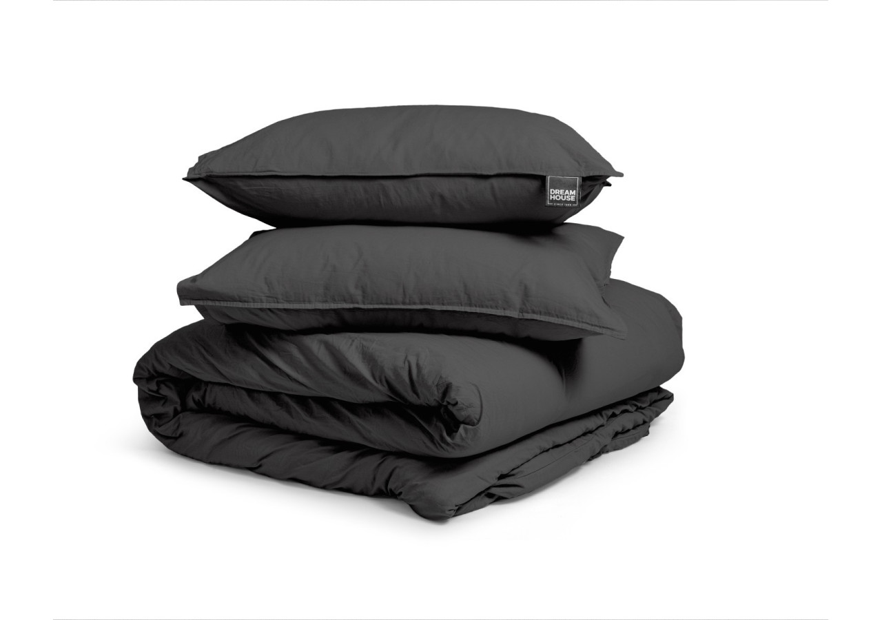 Housse de Couette Stone Washed Anthracite - 240 x 220 cm en Coton Luxe - 15020926 - Dreamhouse