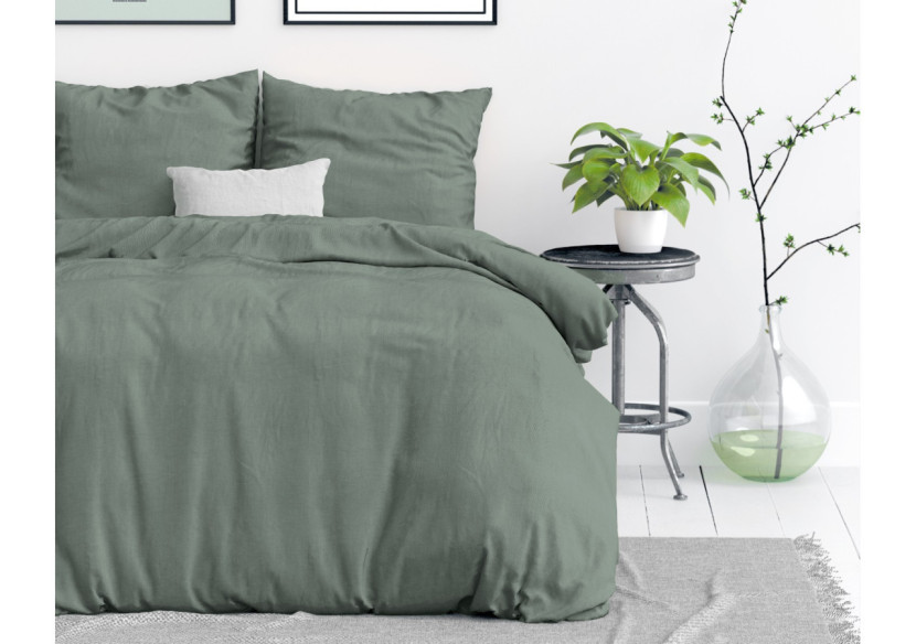 Housse de couette Stone Washed Verte - 200 x 220 cm en coton - 15020931 - Dreamhouse