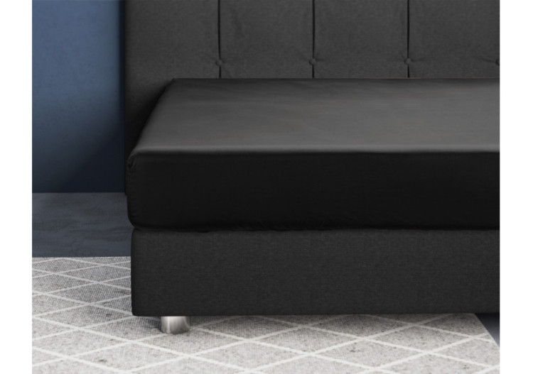 Housse de Matelas Satin Noir - 90 x 200 cm - 15020947 - Primaviera Deluxe