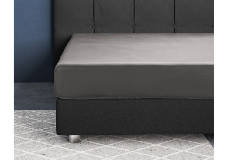 Housse de Matelas Satinée Grise - 160 x 200 cm - 15020975 - Primaviera Deluxe