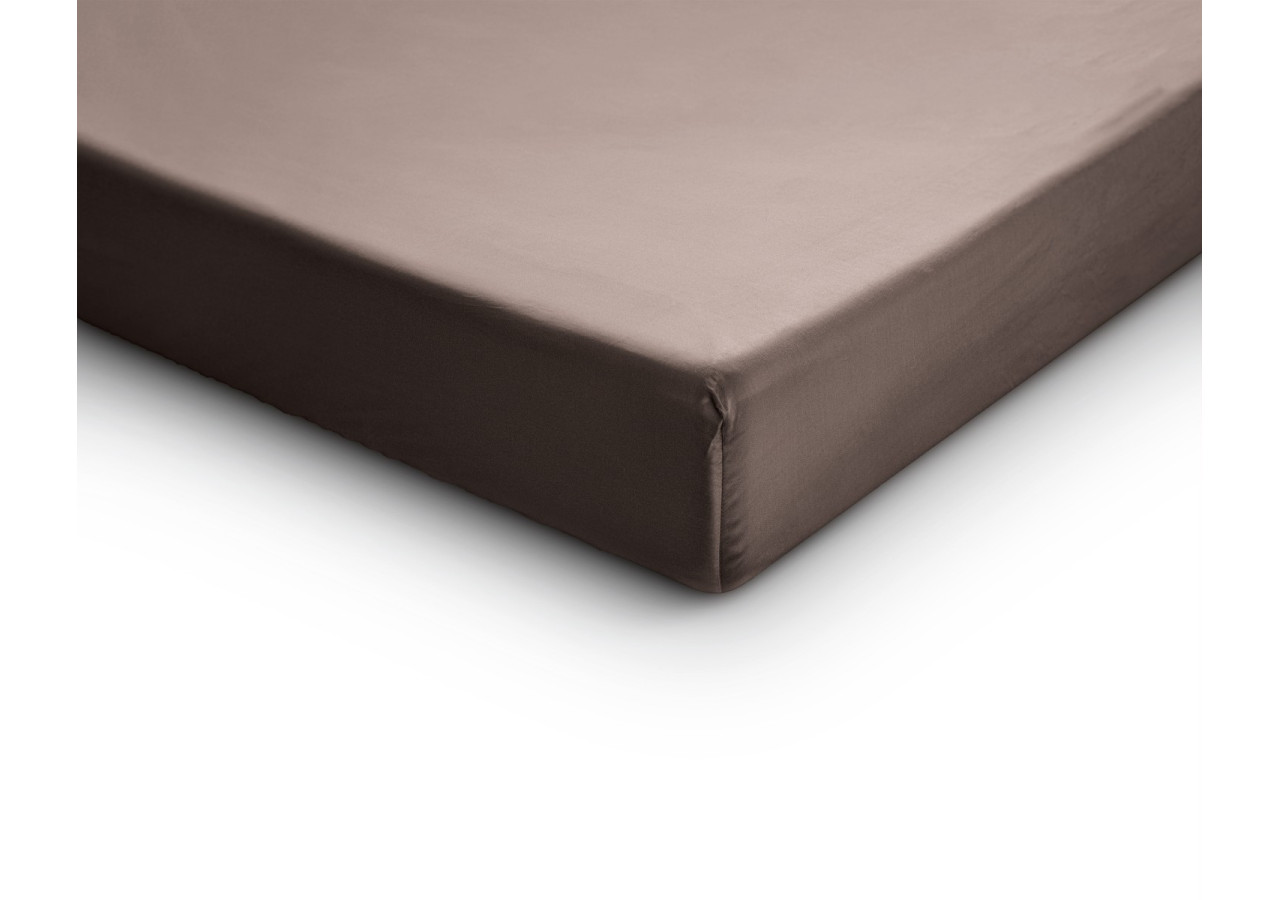 Housse de Matelas Satin Taupe - 160 x 200 cm, Coton Satiné - 15020987 - Primaviera Deluxe