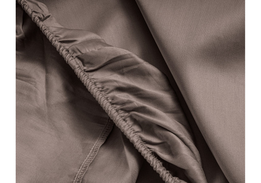 Housse de Matelas Satin Taupe - 180 x 210 cm, Coton Satiné - 15020990 - Primaviera Deluxe