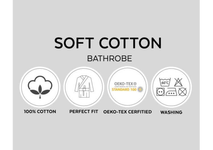 Peignoir Doux en Coton Antracite - Taille S-M - Soft Terry Badjas Antraciet S-M - Met riem 2