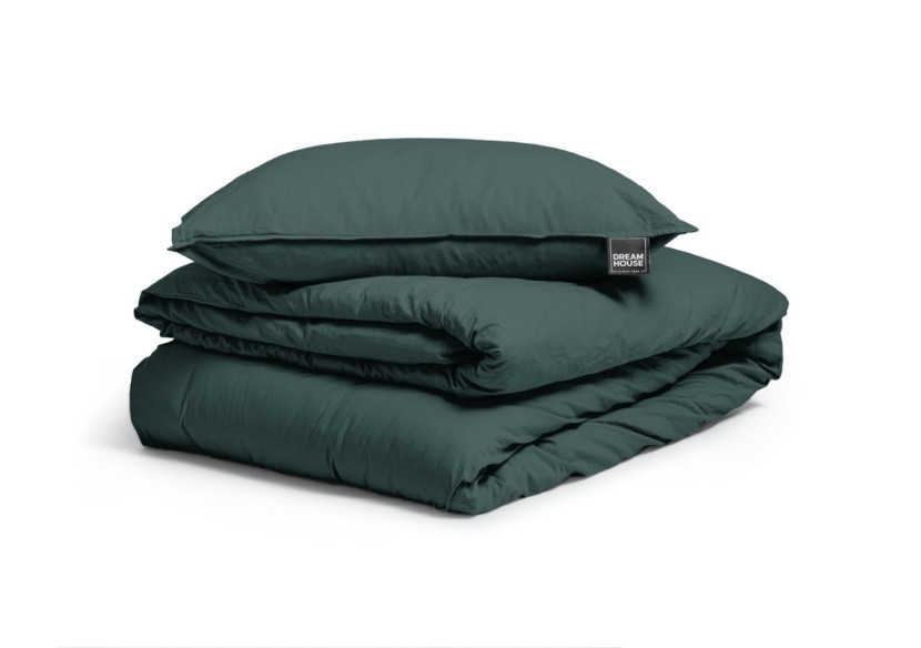 Housse de Couette Stone Washed Vert Foncé - 200 x 220 cm en Coton 100% - 17014920 - Dreamhouse Housse de Couette Stone Washed Vert Foncé - 200 x 220 cm en Coton 100% - 17014920 - Dreamhouse