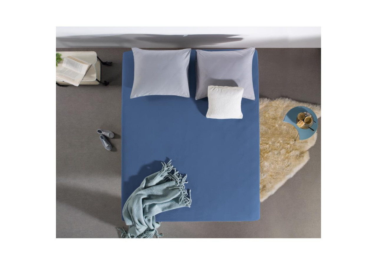 Housse de Matelas Dreamhouse - Jersey Bleu 140 x 200 cm - Enkel Jersey 135 gr. Hoeslaken Blauw 140 x 200 - Royal Textile