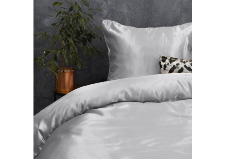Housse de Couette Élégante Silver - Micropercal Satin 240x220 - Beauty Skin Care Dekbedovertrek Silver 240x220 - Royal Textile 2