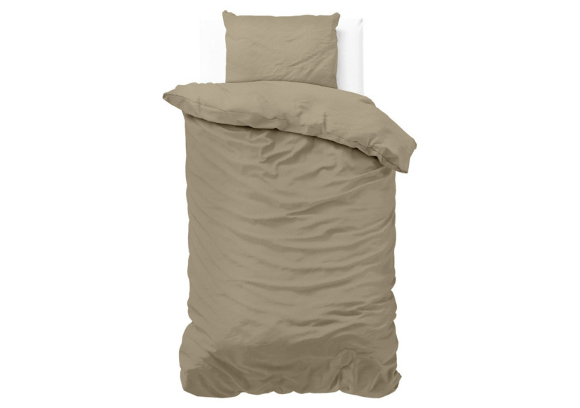 Housse de Couette Satin Point Taupe - 140 x 220 cm, Micropercal - 14016324 - Zensation