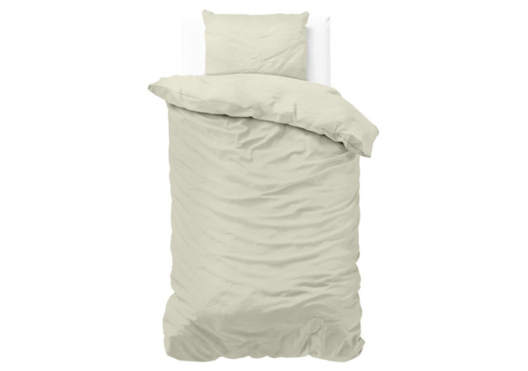 Housse de Couette Satin Point Crème - 140 x 220 cm, Micropercal - 14016327 - Zensation