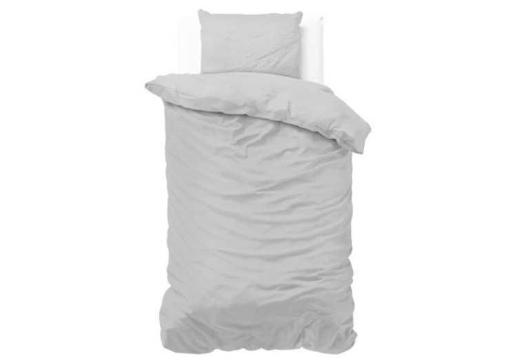 Housse de Couette Satin Point Grise - 140 x 220 cm, Micropercal - 14017373 - Zensation