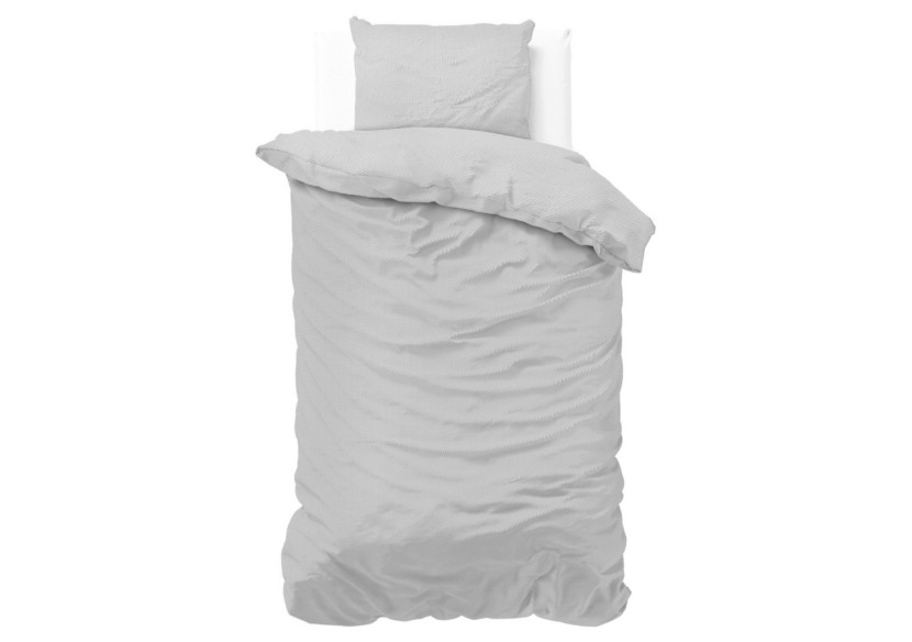 Housse de Couette Satin Point Grise - 140 x 220 cm, Micropercal - 14017373 - Zensation