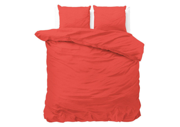 Housse de couette Satin Point Rouge - 200 x 220 cm en Micropercal - 14024895 - Zensation