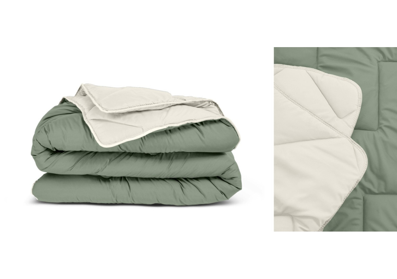 Couette Tout-en-Un LUXE - Crème et Vert 240 x 200 cm - All-in One Lazy dekbed Creme/Groen 240 x 200 - Royal Textile