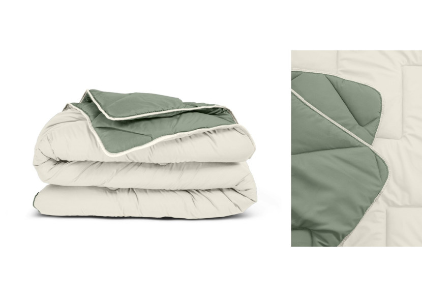 Couette Tout-en-Un LUXE - Crème et Vert 240 x 200 cm - All-in One Lazy dekbed Creme/Groen 240 x 200 - Royal Textile