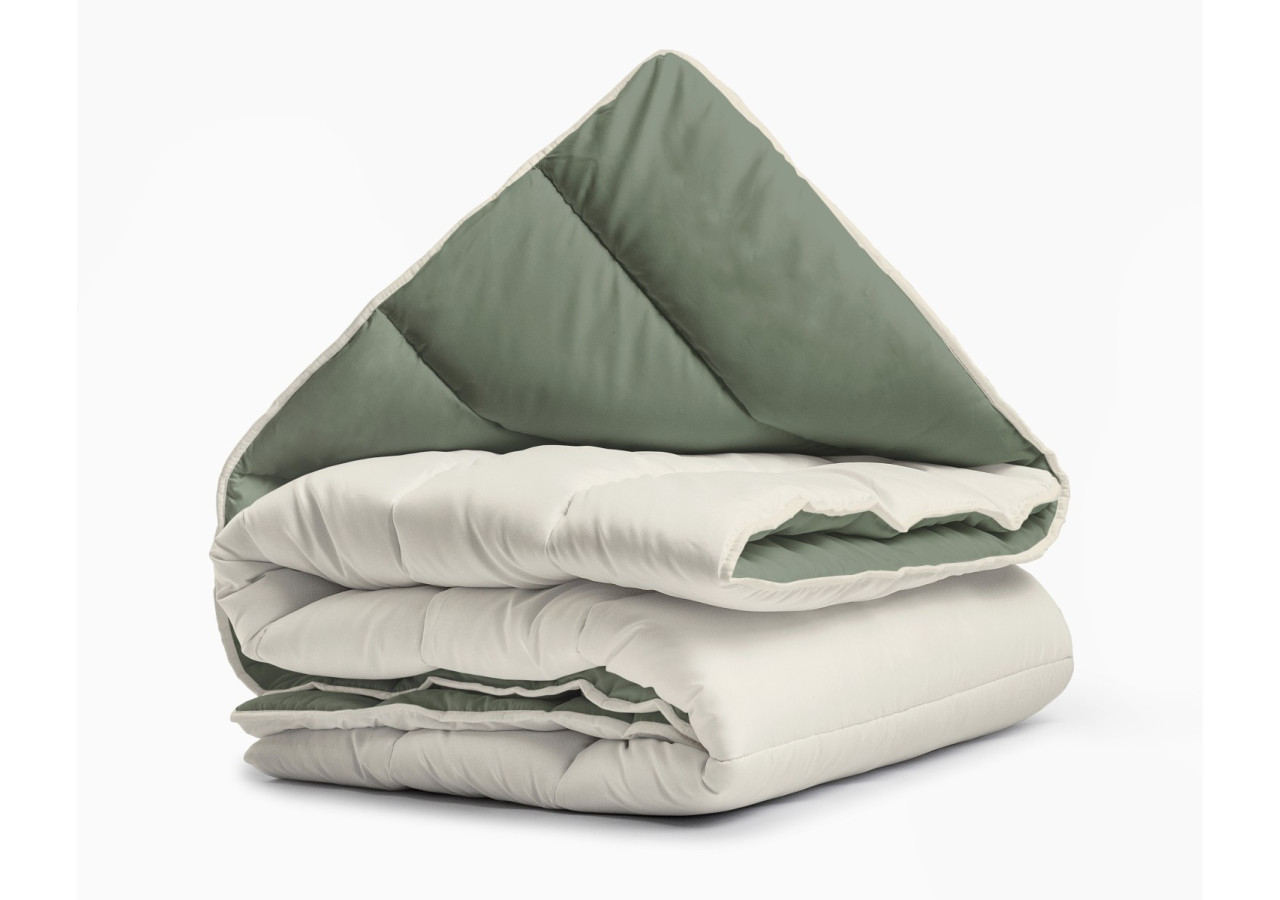 Couette Tout-en-Un LUXE - Crème et Vert 240 x 200 cm - All-in One Lazy dekbed Creme/Groen 240 x 200 - Royal Textile