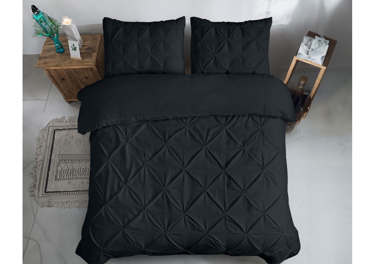 Housse de couette Salvador Noire - 200 x 220 cm en coton doux - Salvador Zwart 200 x 220 - Royal Textile