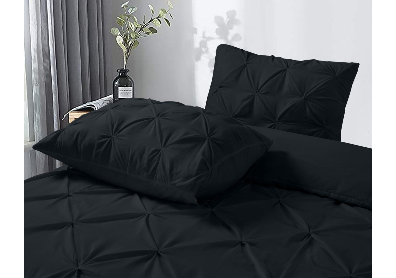 Housse de couette Salvador Noire - 200 x 220 cm en coton doux - Salvador Zwart 200 x 220 - Royal Textile