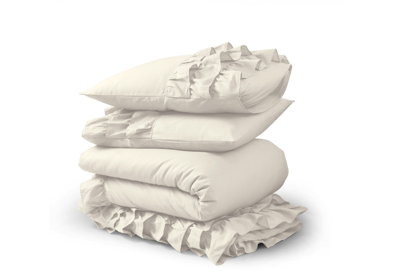 Housse de Couette Cyprus Crème - 200 x 220 cm en Percaline de Coton - Cyprus Creme 200 x 220 - Royal Textile