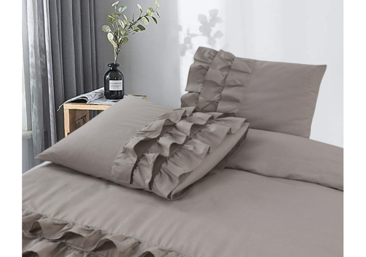 Housse de Couette Cyprus - Percaline Taupe 140 x 220 - Cyprus Taupe 140 x 220 - Royal Textile