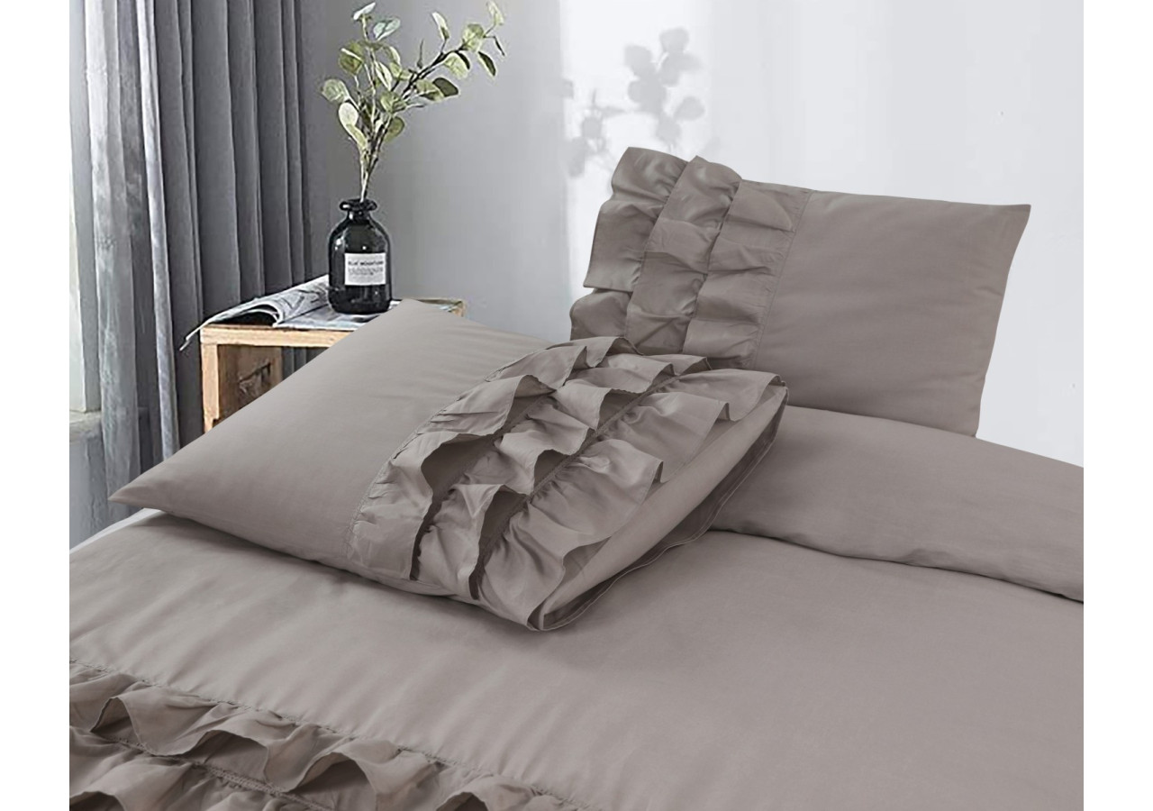 Housse de Couette Cyprus - Percaline Taupe 200 x 220 - Cyprus Taupe 200 x 220 - Royal Textile