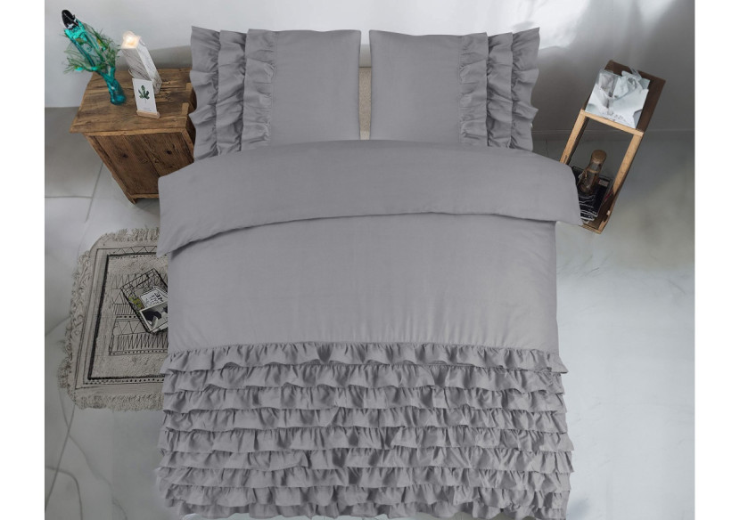 Housse de Couette Cyprus Gris - 200 x 220 cm en Percaline de Coton - Cyprus Grijs 200 x 220 - Royal Textile