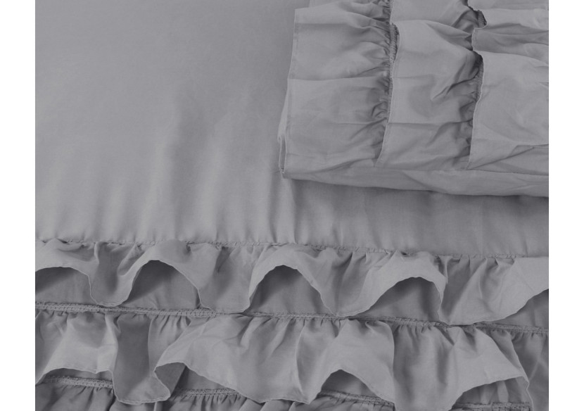 Housse de Couette Cyprus Gris - 200 x 220 cm en Percaline de Coton - Cyprus Grijs 200 x 220 - Royal Textile