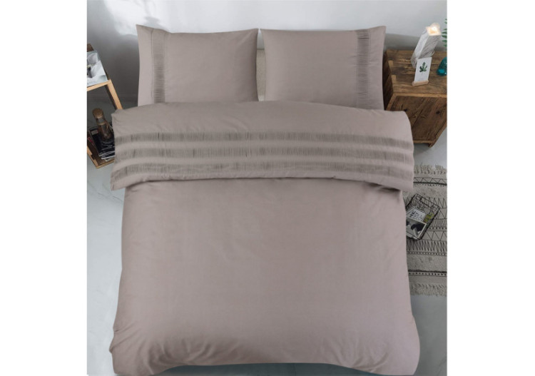 Housse de Couette Bali Taupe - 200 x 220 cm en Coton Premium - Bali Taupe 200 x 220 - Royal Textile