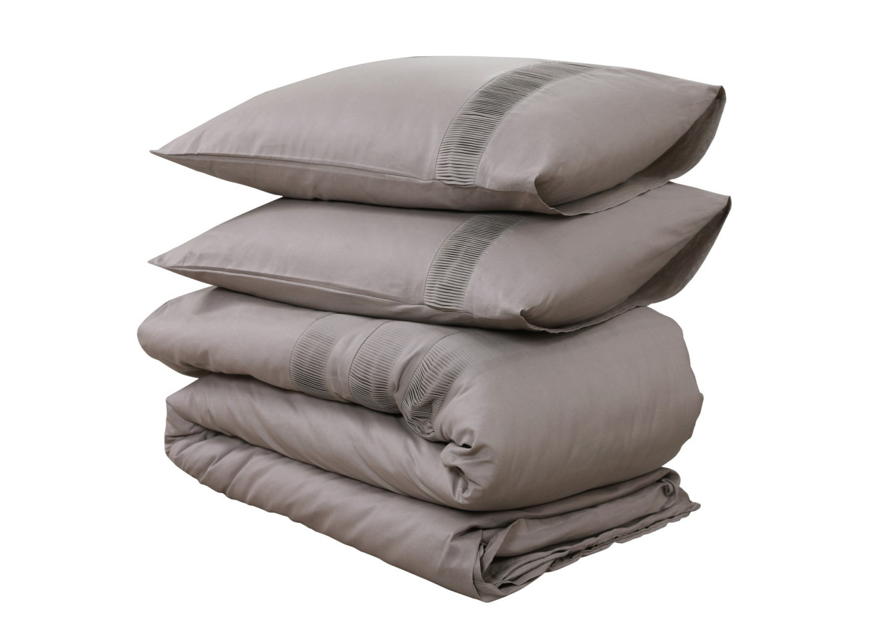 Housse de Couette Bali Taupe - 200 x 220 cm en Coton Premium - Bali Taupe 200 x 220 - Royal Textile